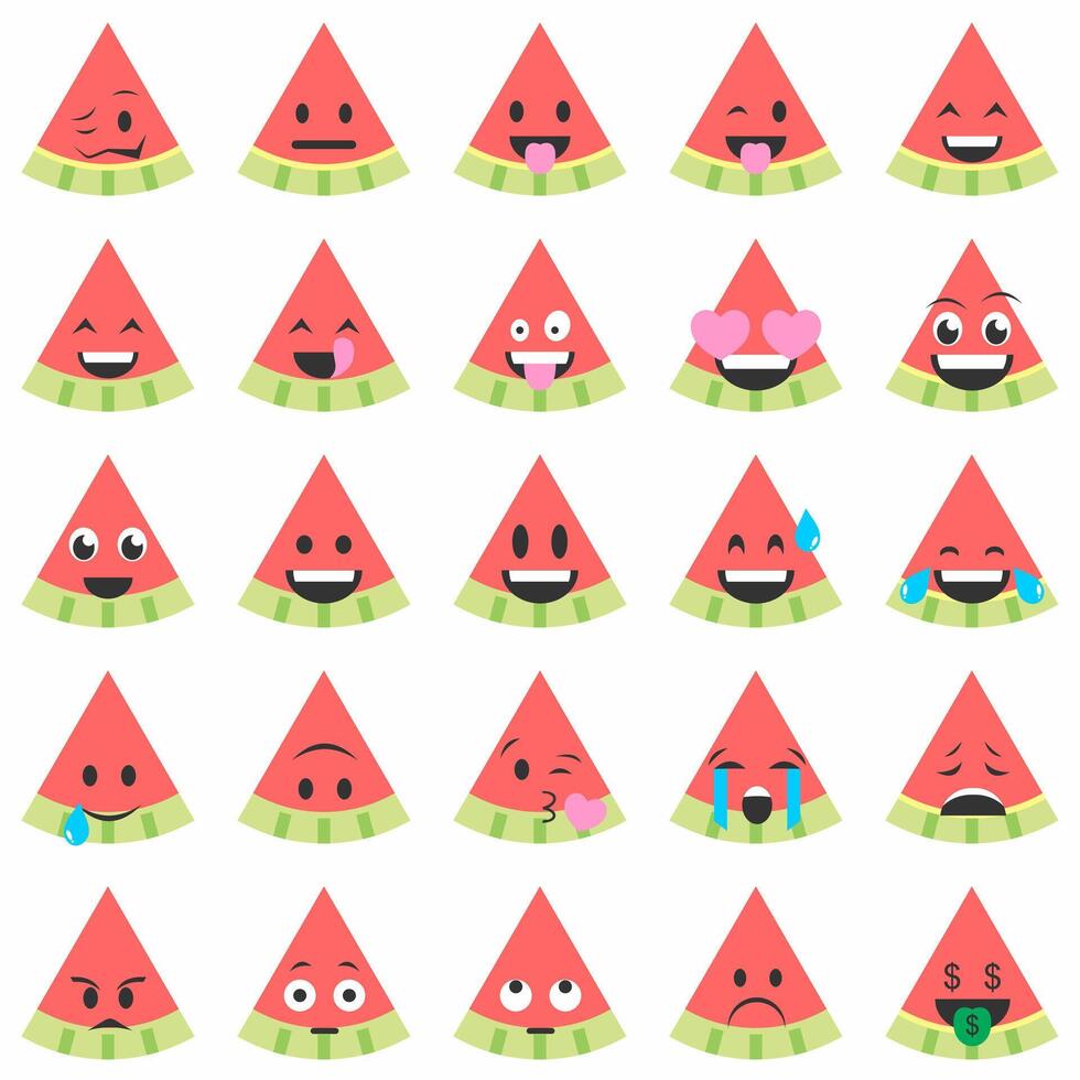 watermelon emoji set vector