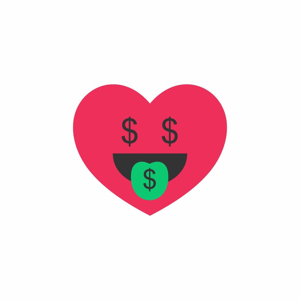 a heart emoji with dollar sign expression vector