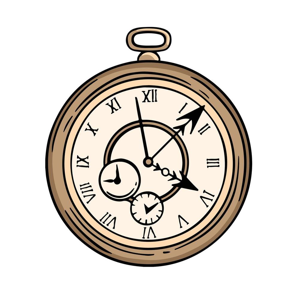 Beige clock time symbol in retro style vector