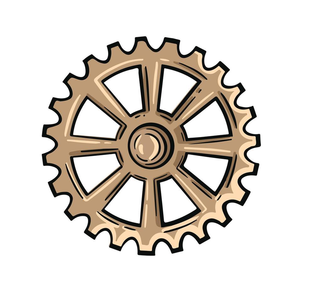 beige Machinaism gear settings symbol in retro style vector