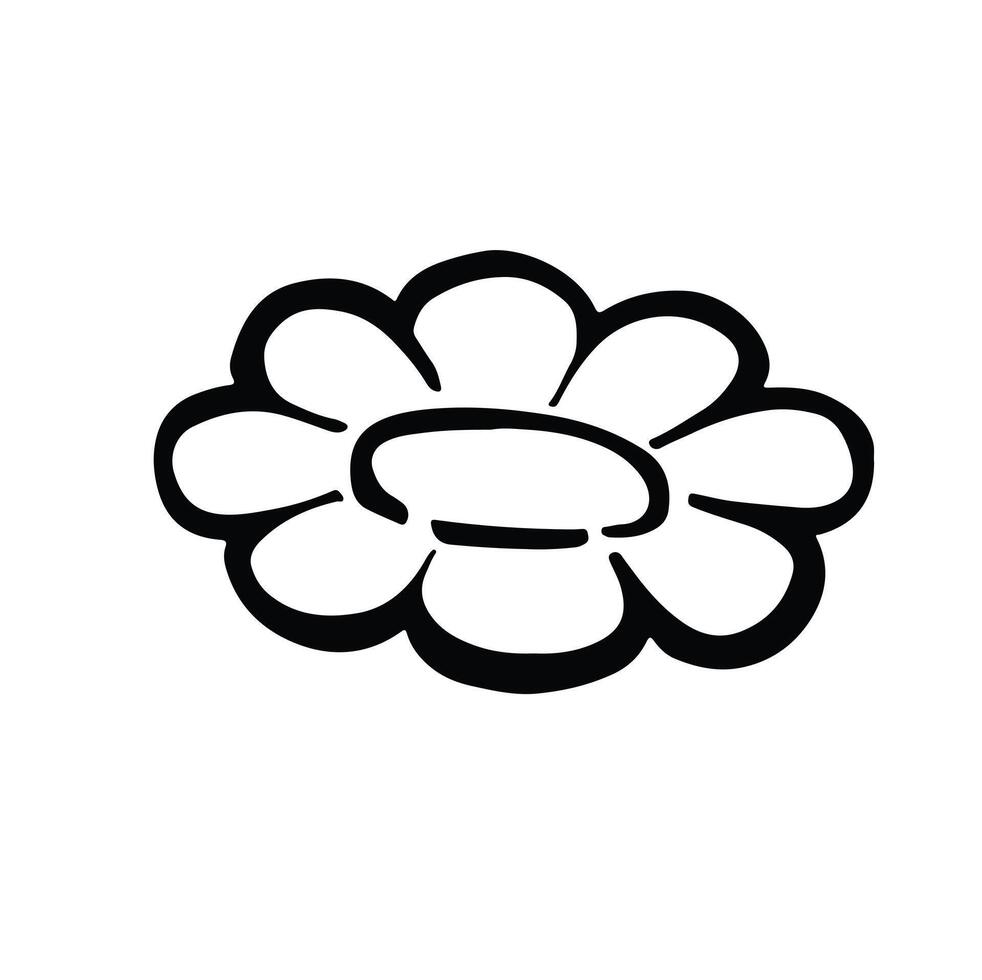 Flowers icon. Hand drawn simple black outline clip art in doodle style, isolated on white background. illustration vector