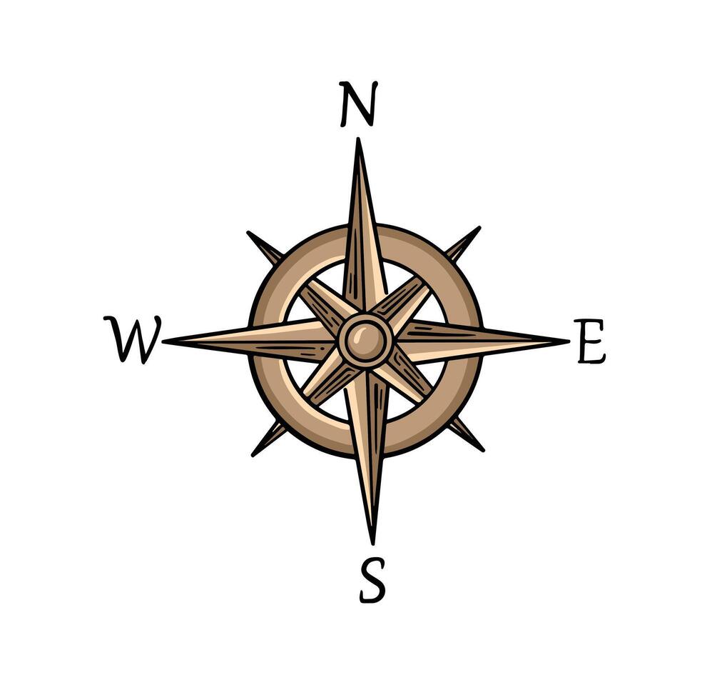 Beige compass arrow symbol in retro style vector