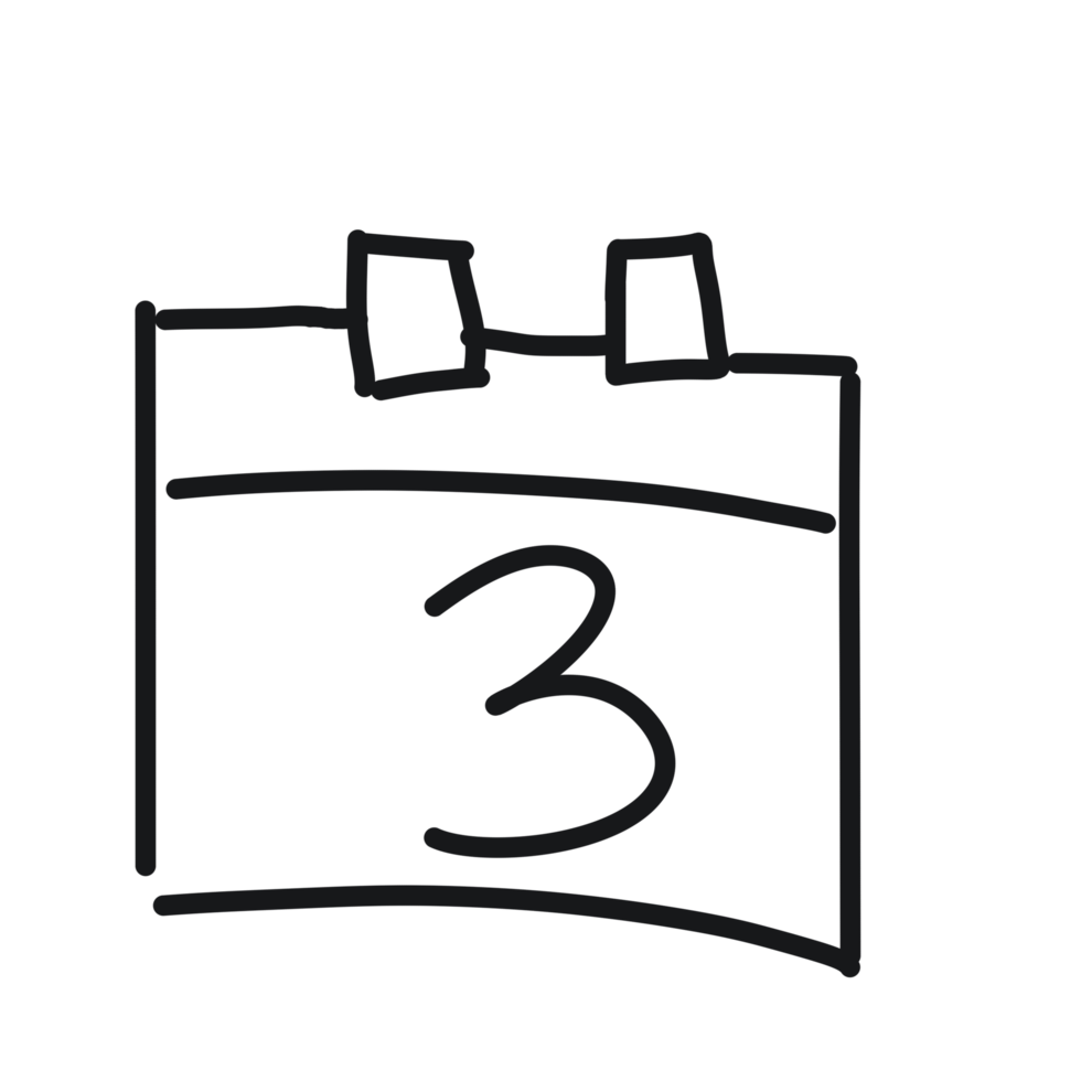 A black and white drawing of a calendar png