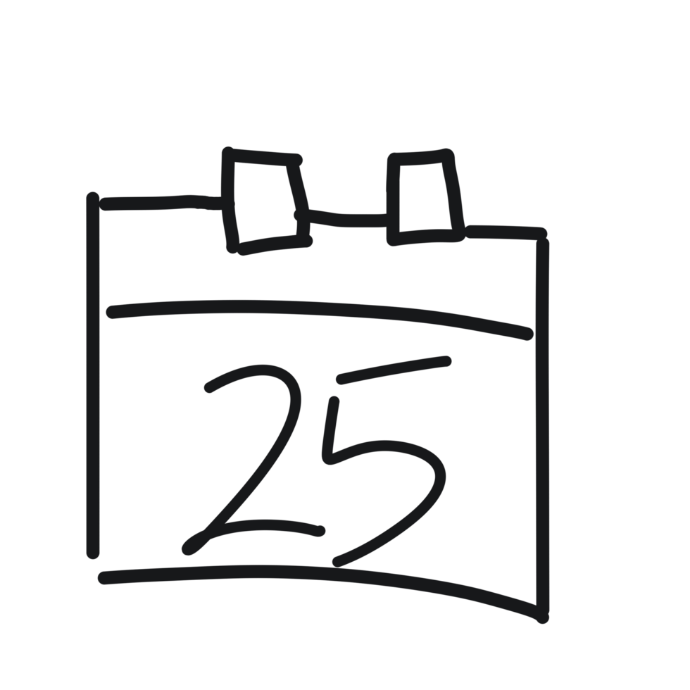 A black and white drawing of a calendar png