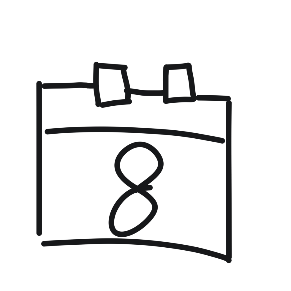 A black and white drawing of a calendar png