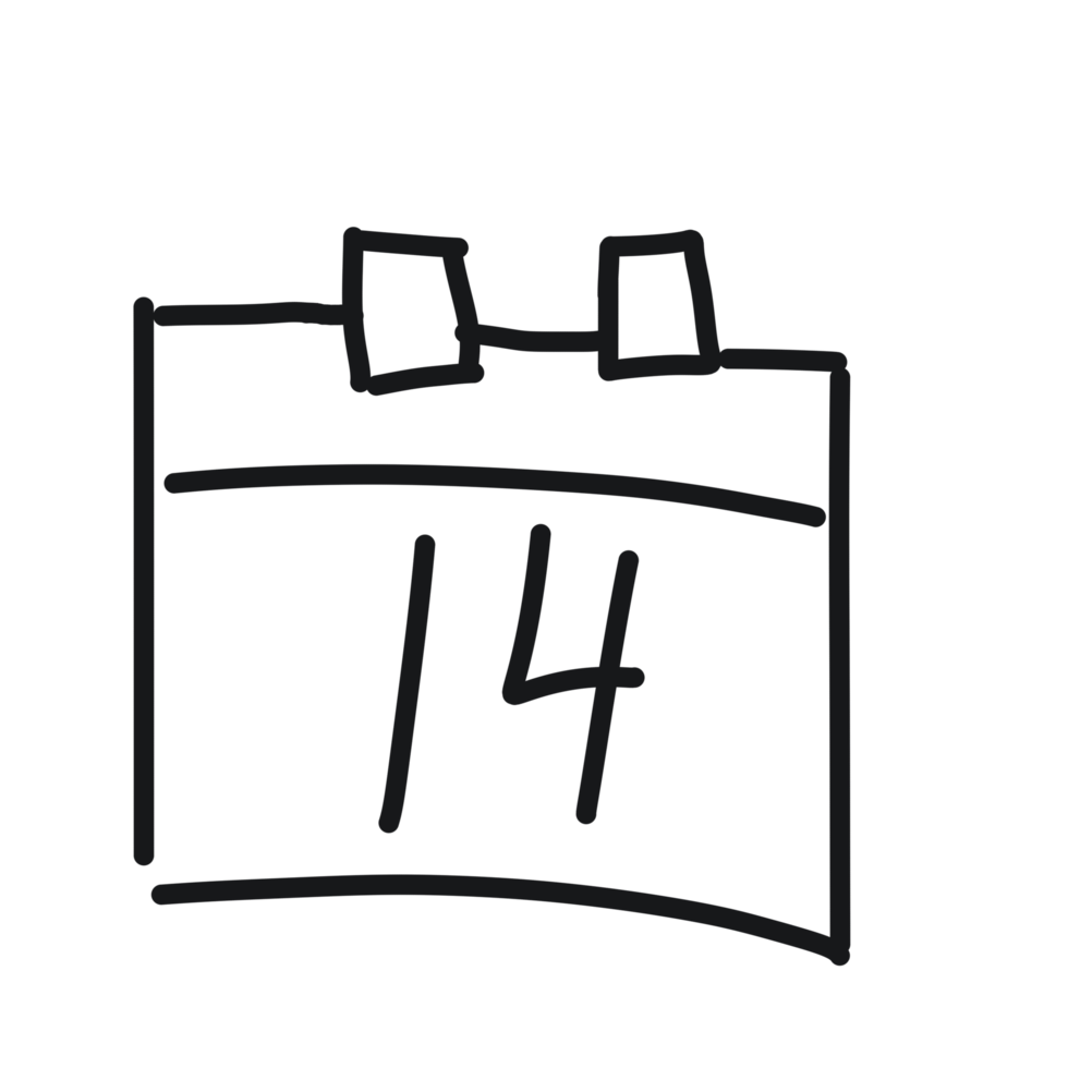 A black and white drawing of a calendar png