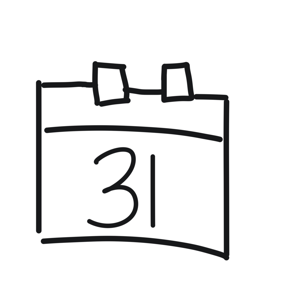 A black and white drawing of a calendar png