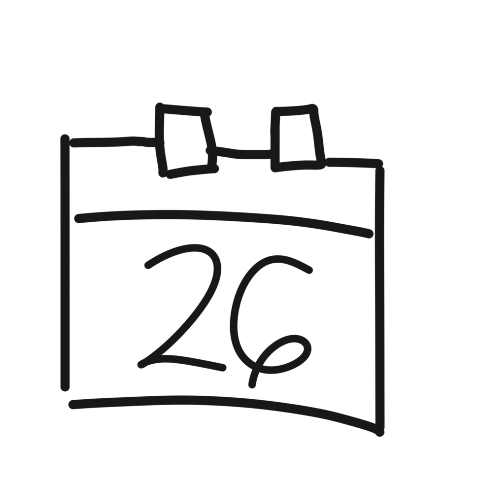 A black and white drawing of a calendar png