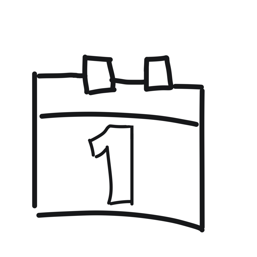 A black and white drawing of a calendar png