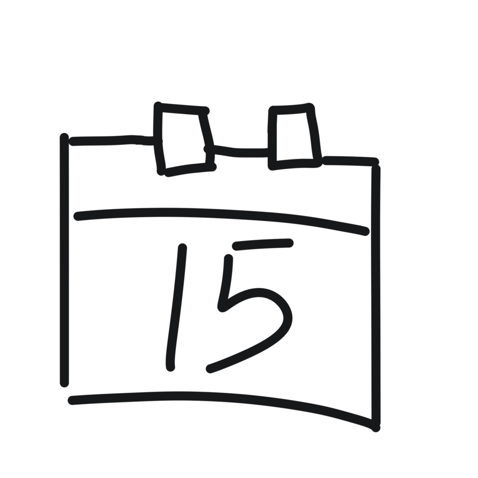 A black and white drawing of a calendar png