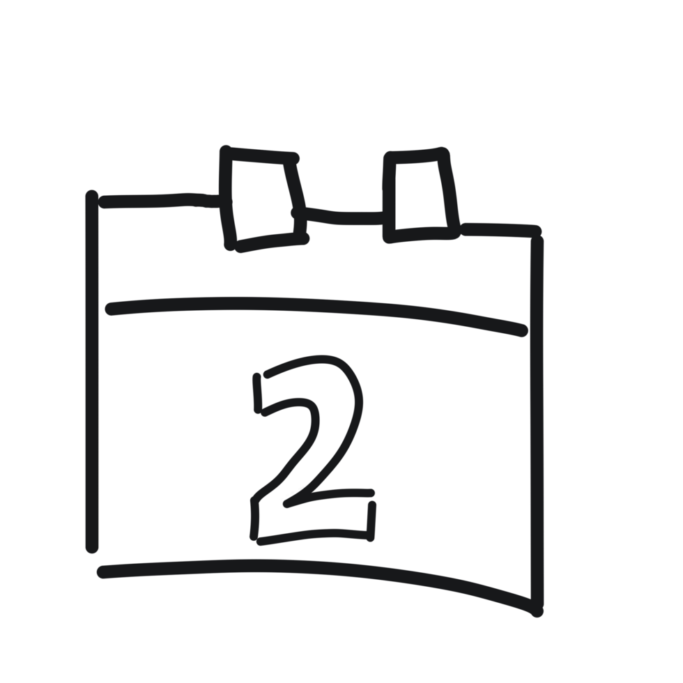 A black and white drawing of a calendar png