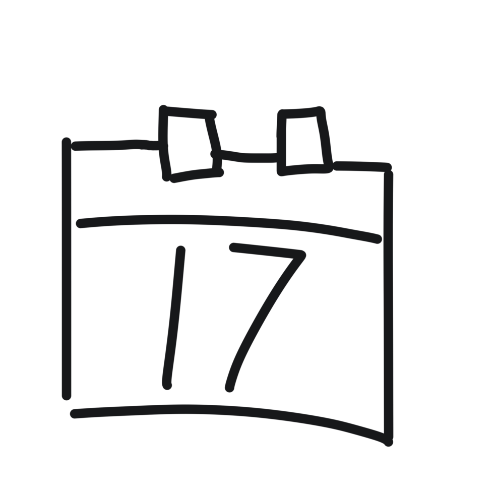 A black and white drawing of a calendar png