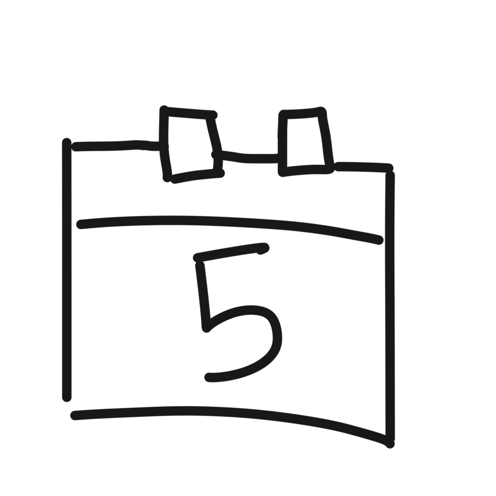 A black and white drawing of a calendar png