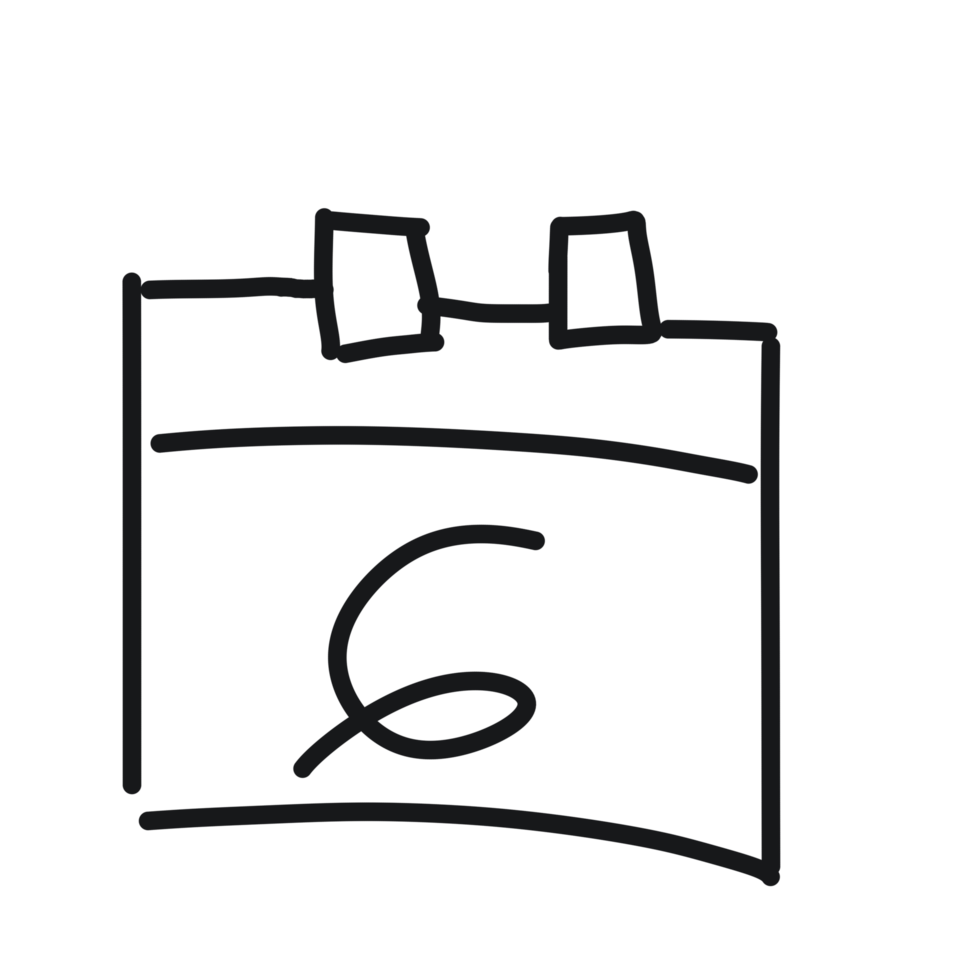 A black and white drawing of a calendar png