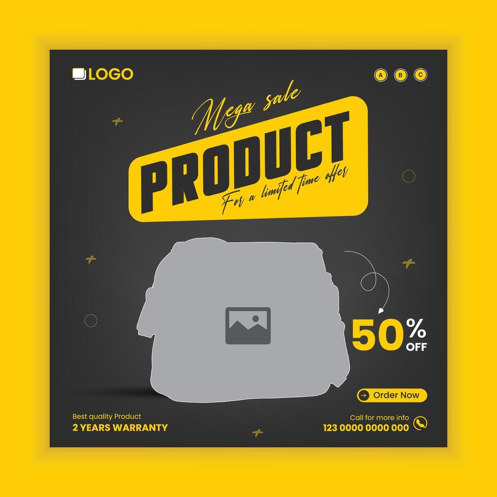 Mega sale product social media banner design, vanity bag sale banner template vector