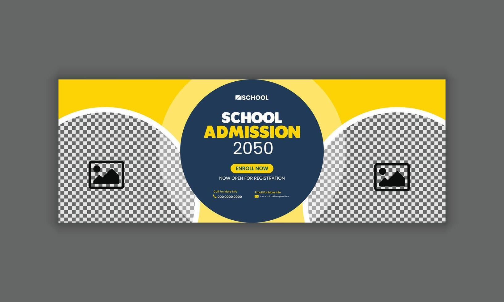 College admission web banner, enrollment social media cover template vector