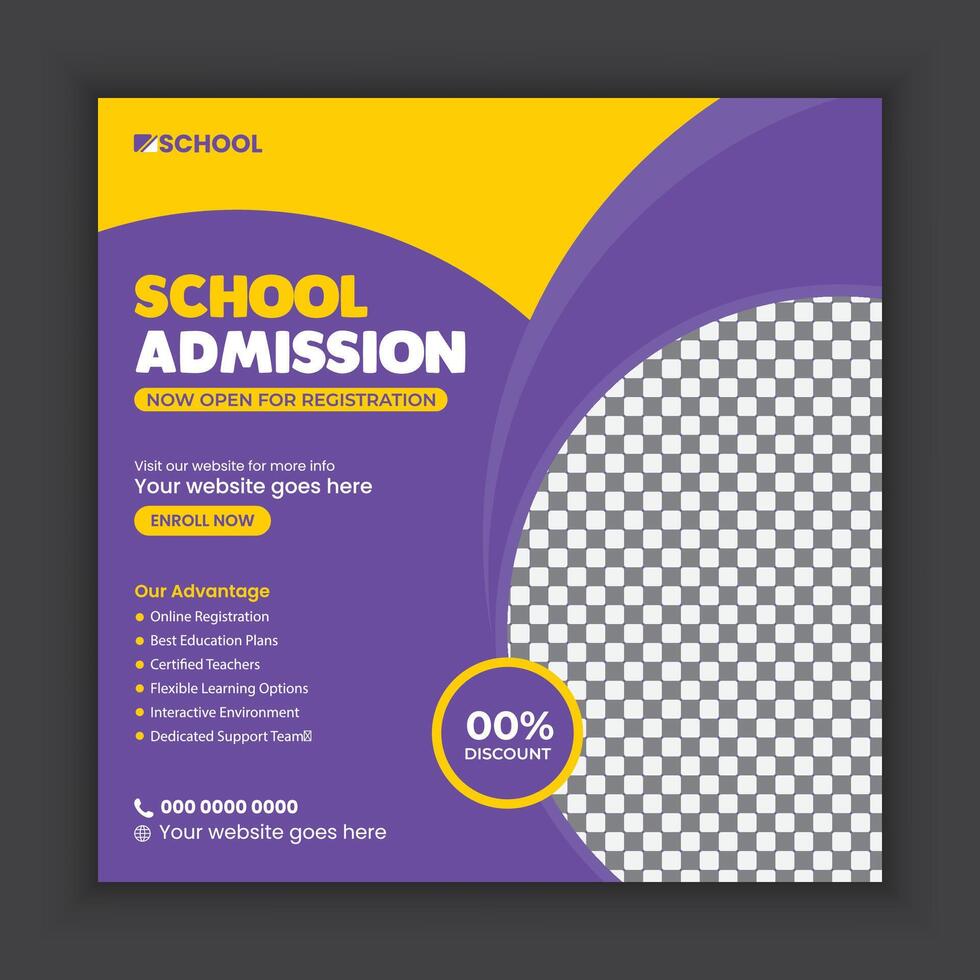 Web banner design ad template design for school enrollment promotion vector