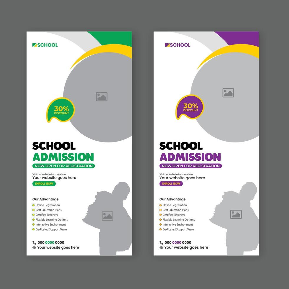 School admission dl flyer rack card design templat vector