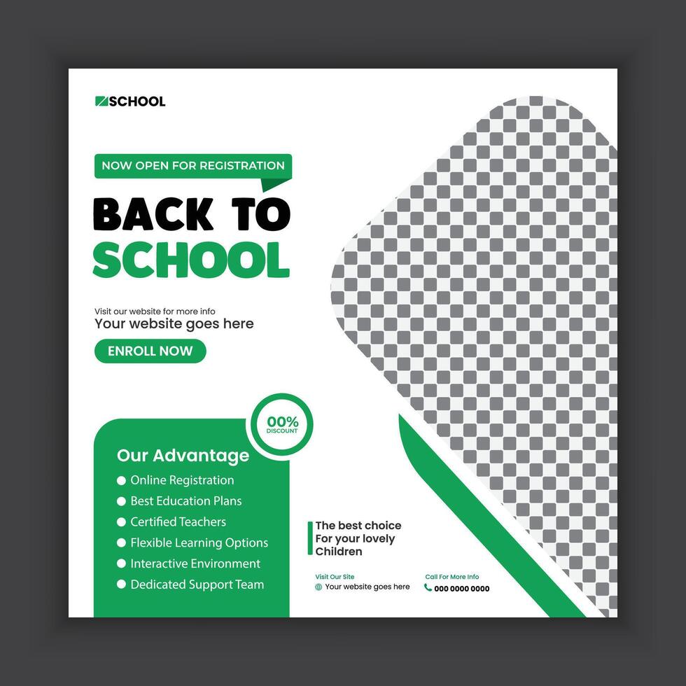 Educational social media post and square flyer design vector