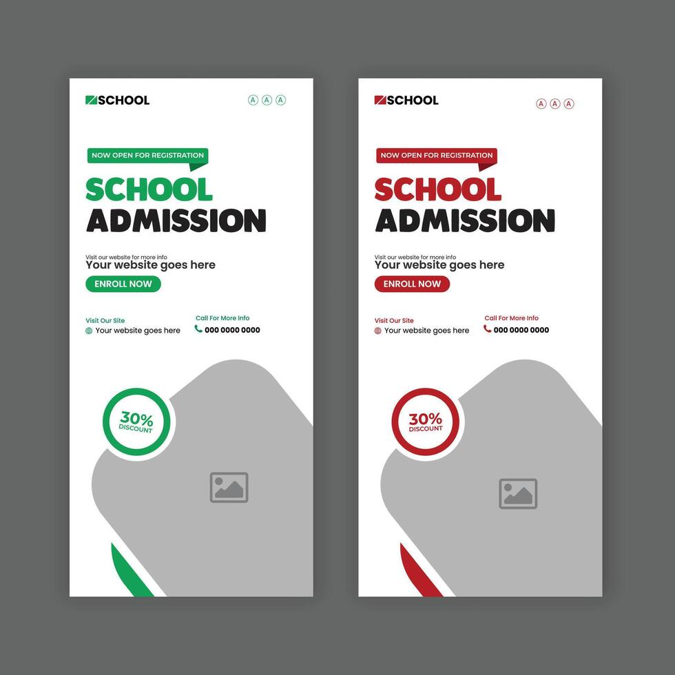 DL flyer design and back-to-school or colorful rack card template for school admission vector