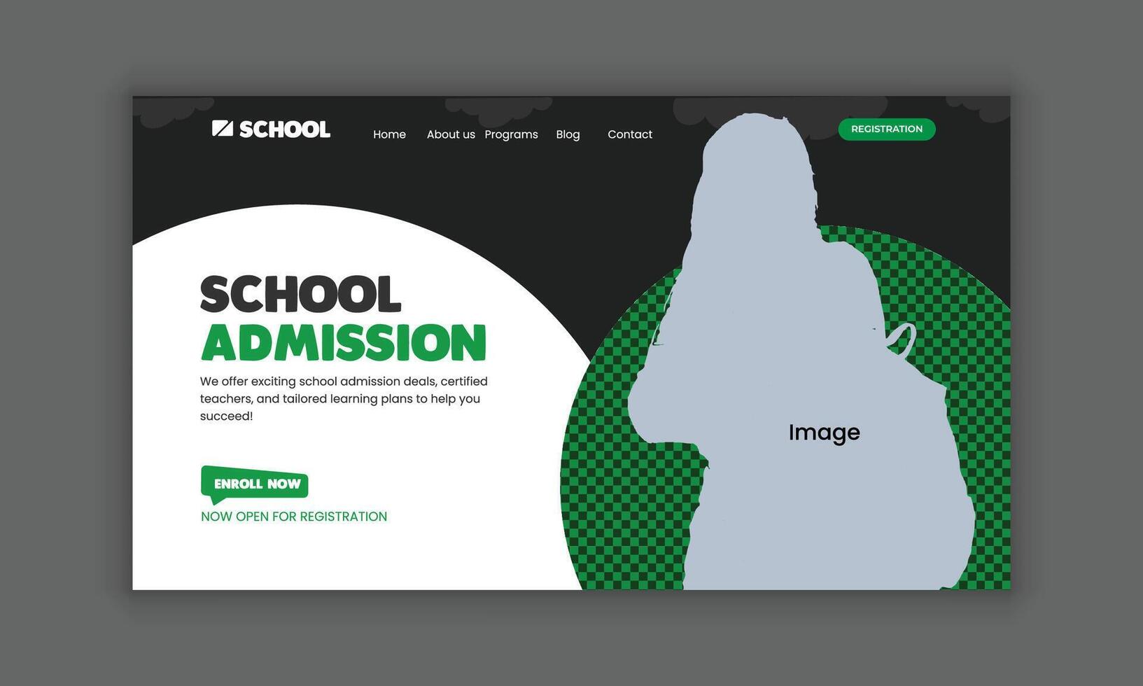 Elegant Private School Admissionlanding Hero Section UI Design for Landing Page, Refined Academic Website Homepage vector