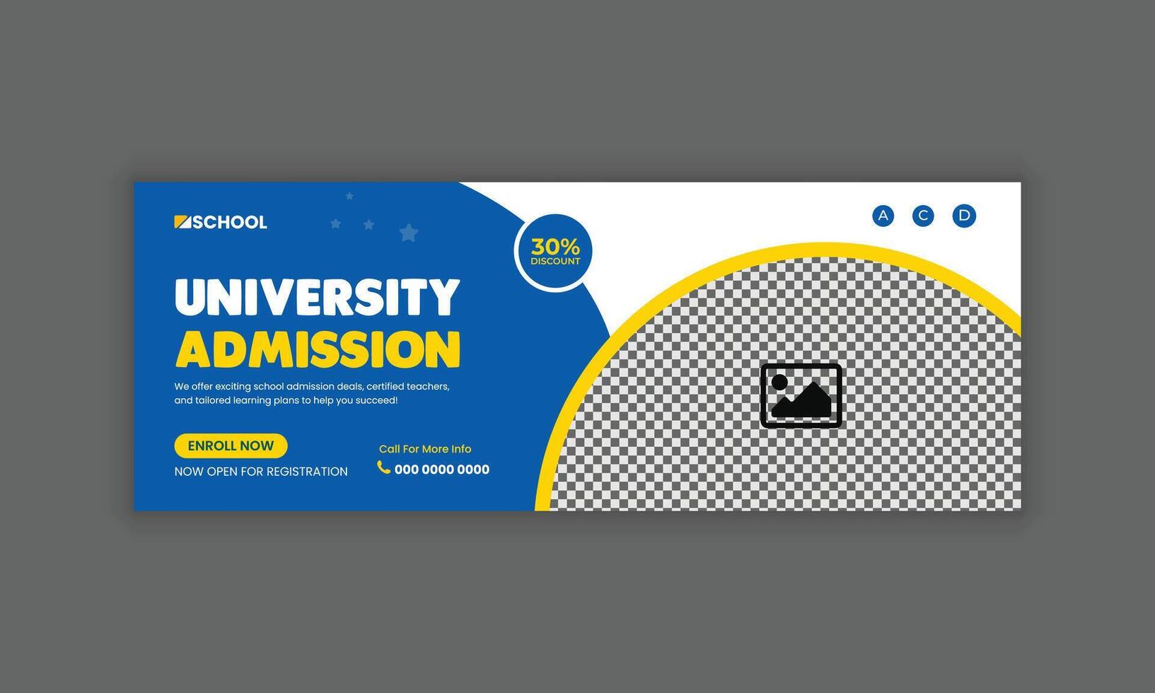 Higher education horizontal banner web template and social media cover template vector