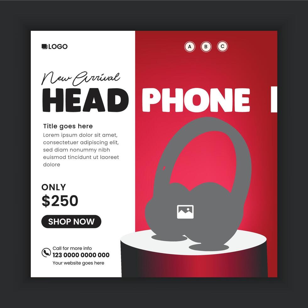 Music Headphone sale social media post design template and web banner vector
