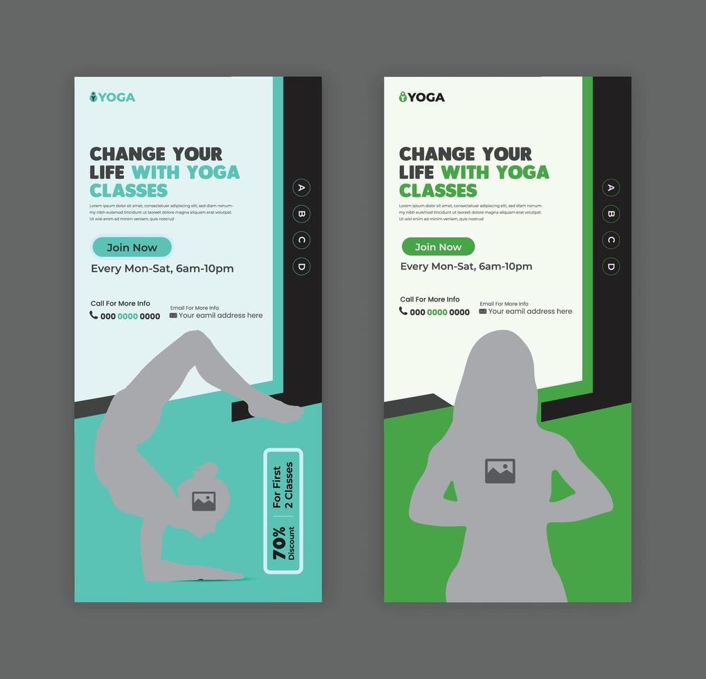 Yoga class Marketing Rack Card or Dl Flyer design template vector