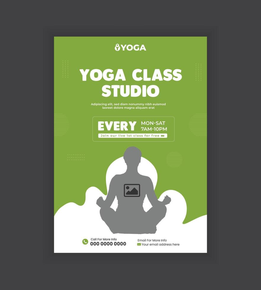 Creative and modern template design flyer and brochure for yoga class promotion with A4 size layout vector