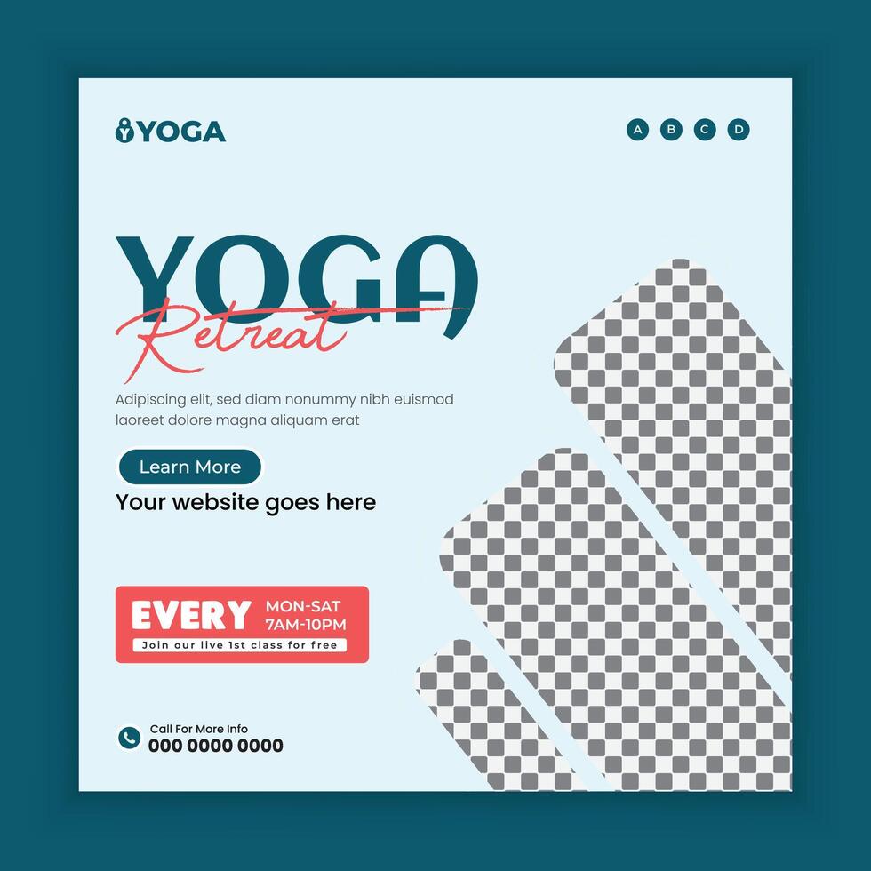 Square flyer template for meditation and yoga classes vector