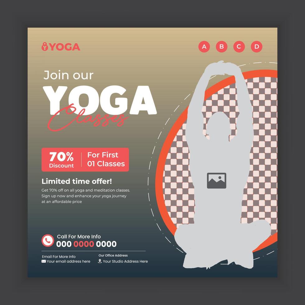 Yoga and meditation class social media square banner design template vector