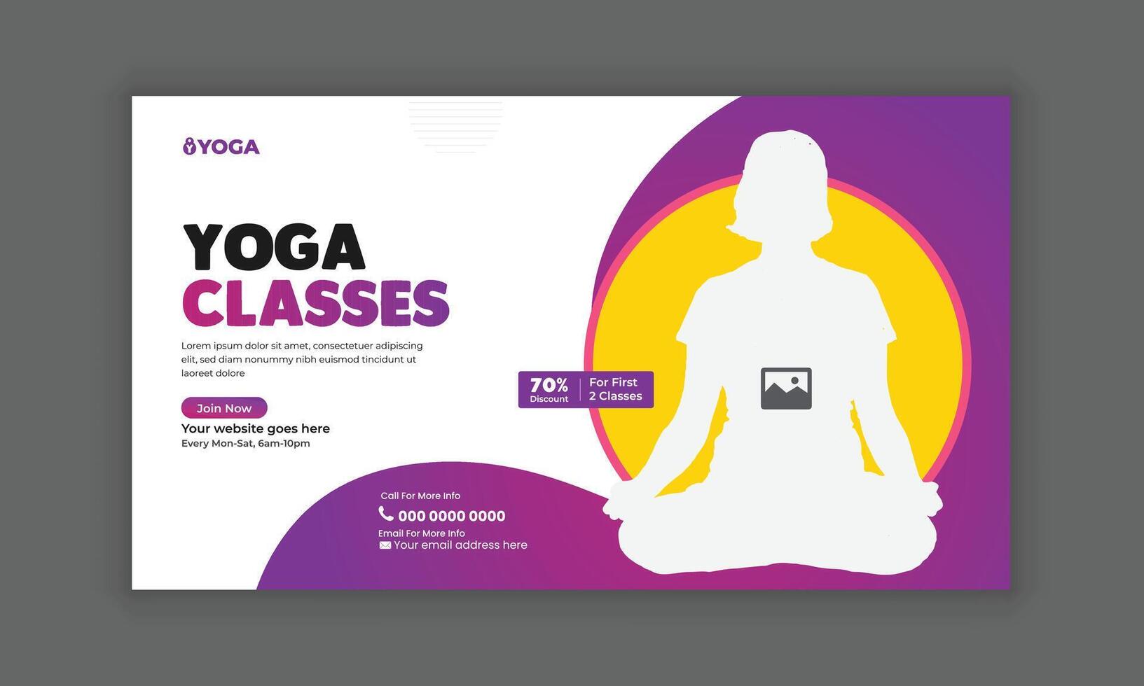 Horizontal banner yoga and meditation class social media post web banner template vector