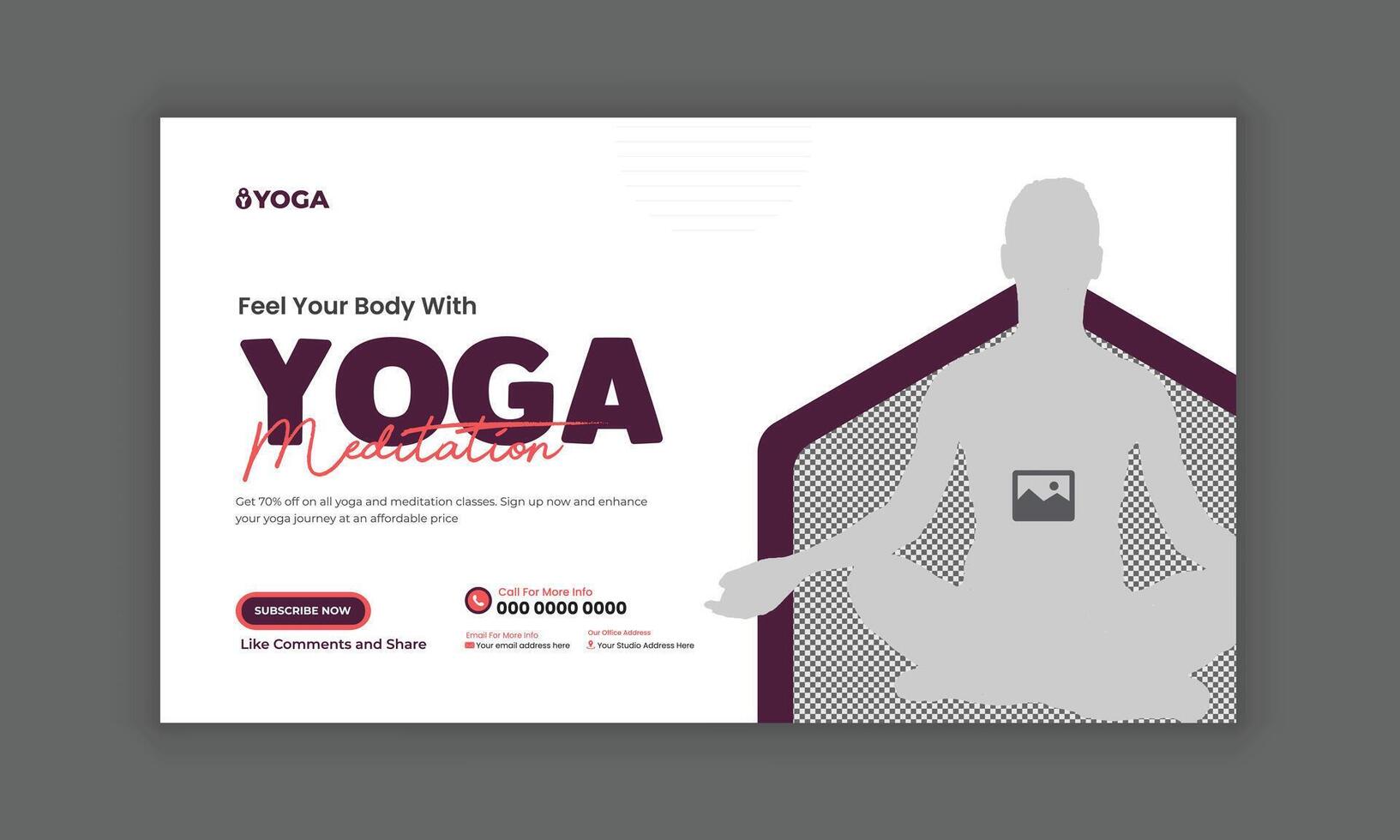Yoga channel cover banner design template vector