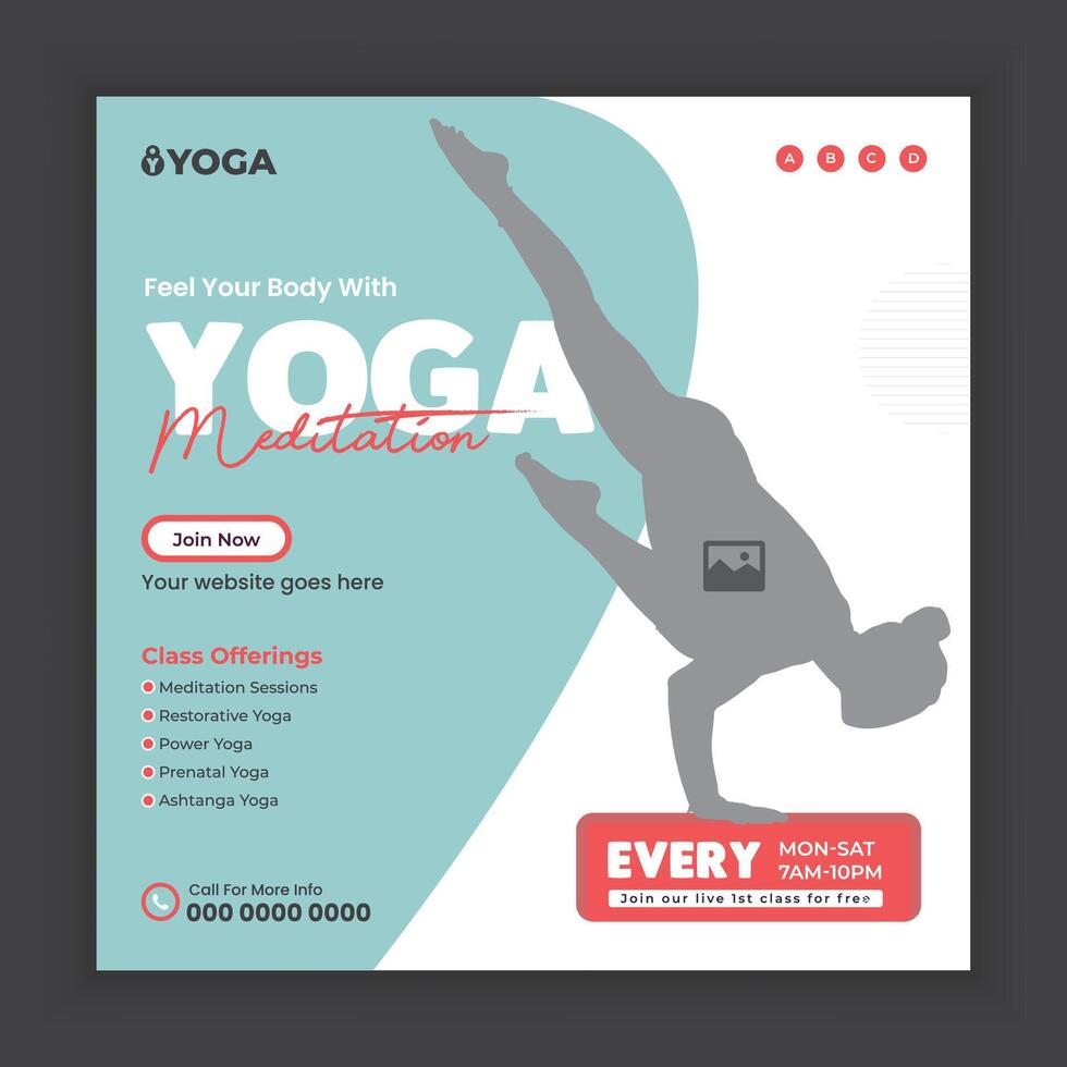 Yoga studio post and social media banner template design vector
