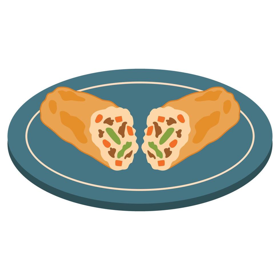 Lumpiang Shanghai Filipino Spring Rolls Snack illustration vector