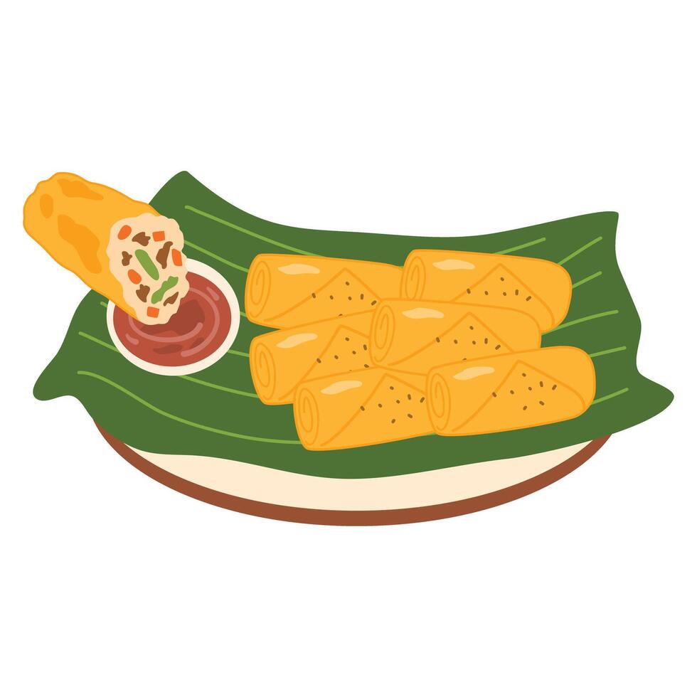 Freshly cooked Filipino food called Lumpiang Shanghai vector