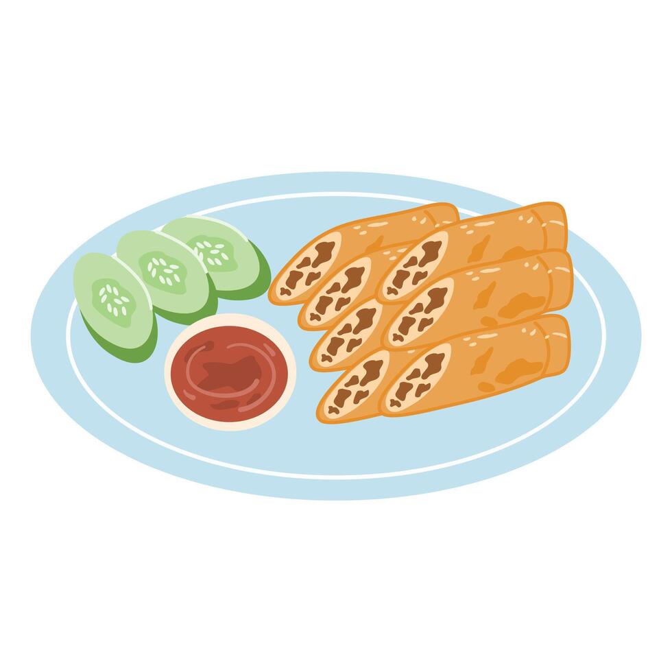 Lumpiang Shanghai Crispy Filipino Spring Rolls vector