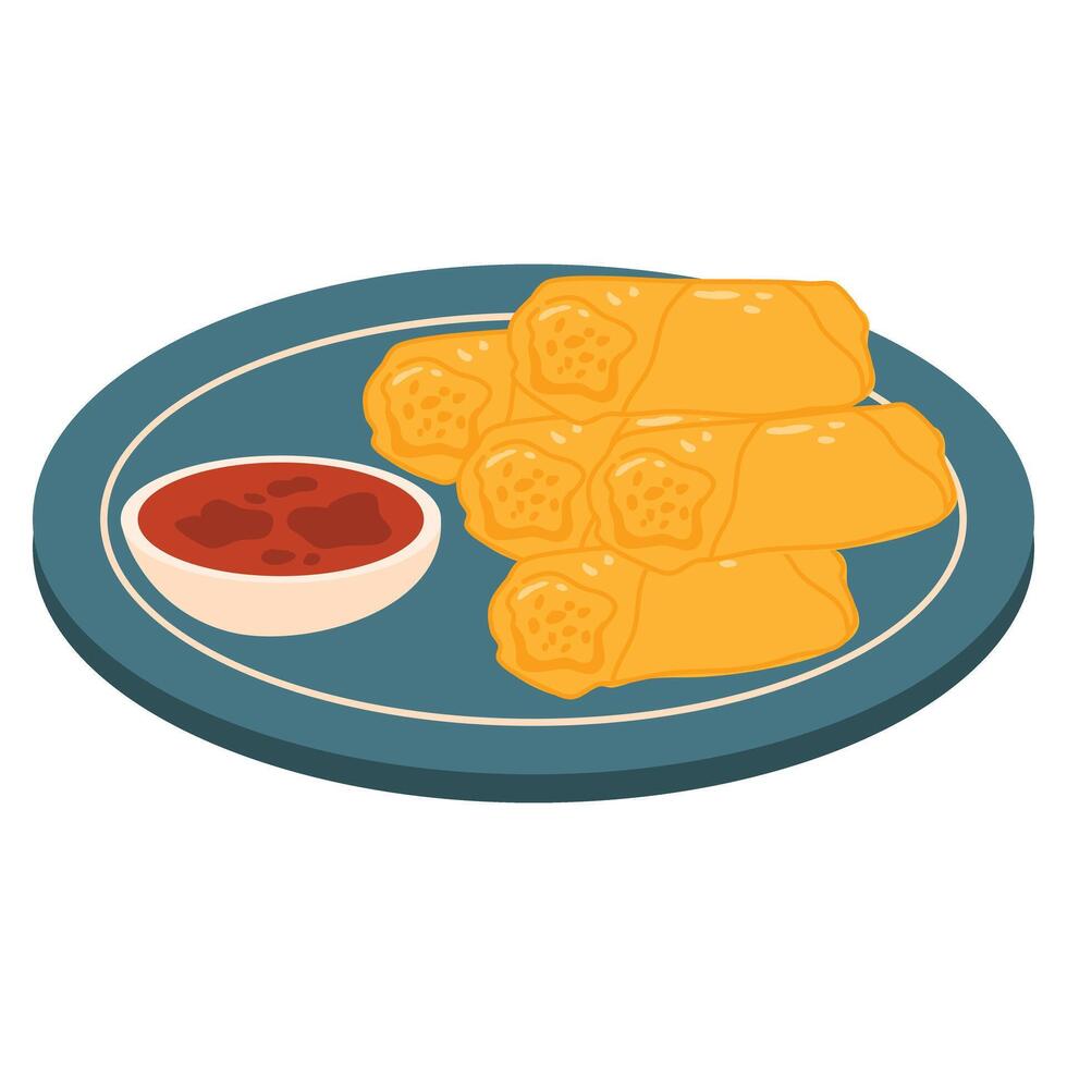 Lumpiang Shanghai Rolls with Ketchup vector