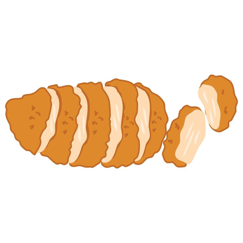 Breaded Chicken Cutlet or Chicken Katsu vector