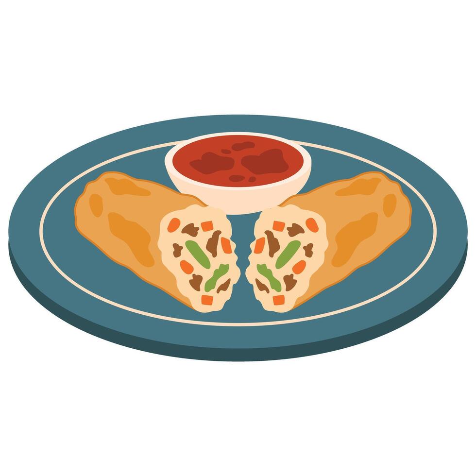 lumpiang shanghai or fried filipino spring roll vector