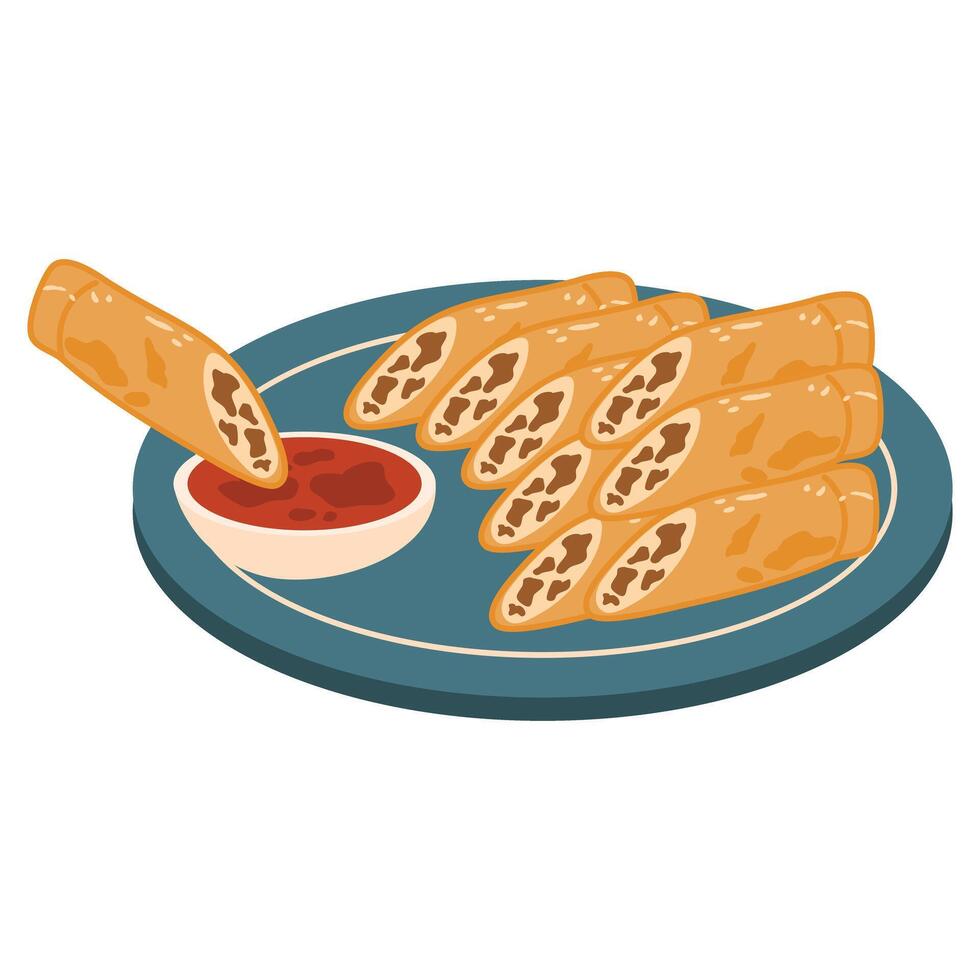 Filipino food called Lumpiang Shanghai vector