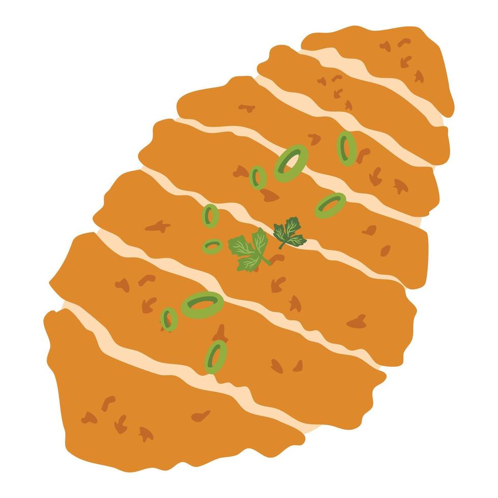 Breaded Chicken Cutlet or Chicken Katsu illustration vector