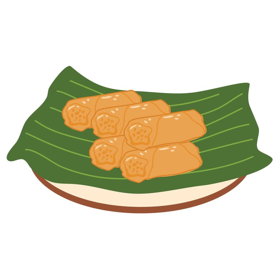 Lumpia is a Filipino style spring roll vector