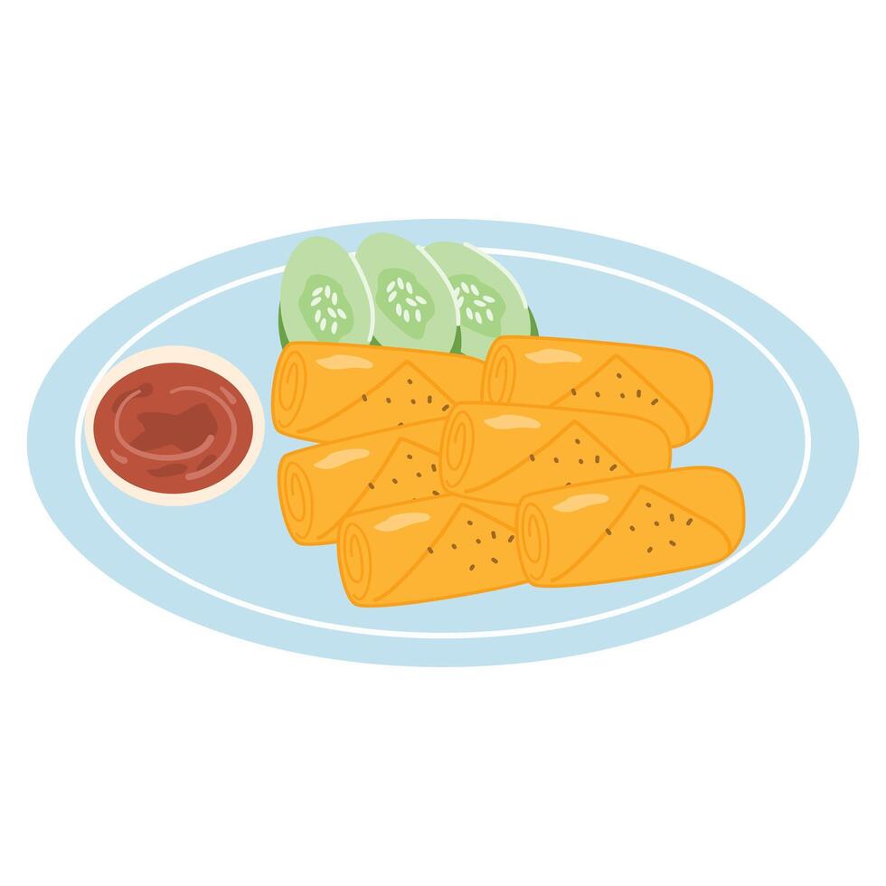 Vegan Lumpiang Shanghai Filipino Spring Rolls vector