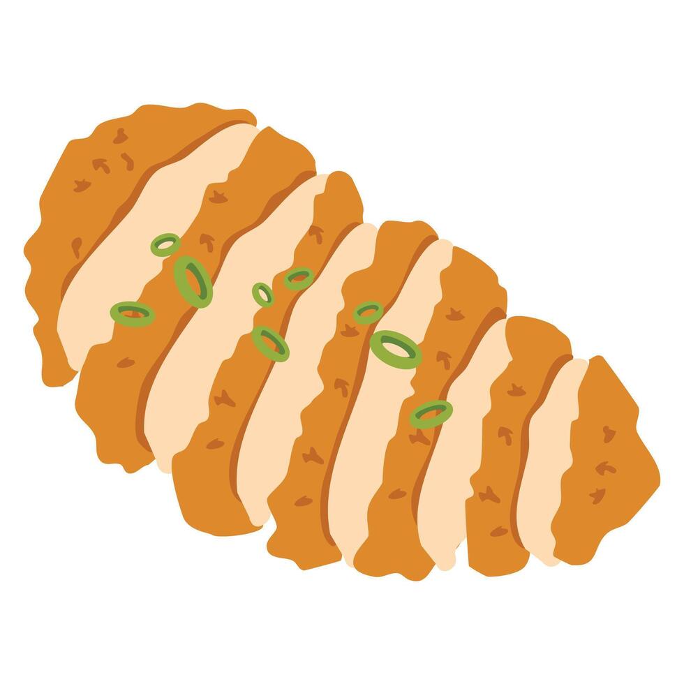 sliced Chicken katsu japanese food illustration vector