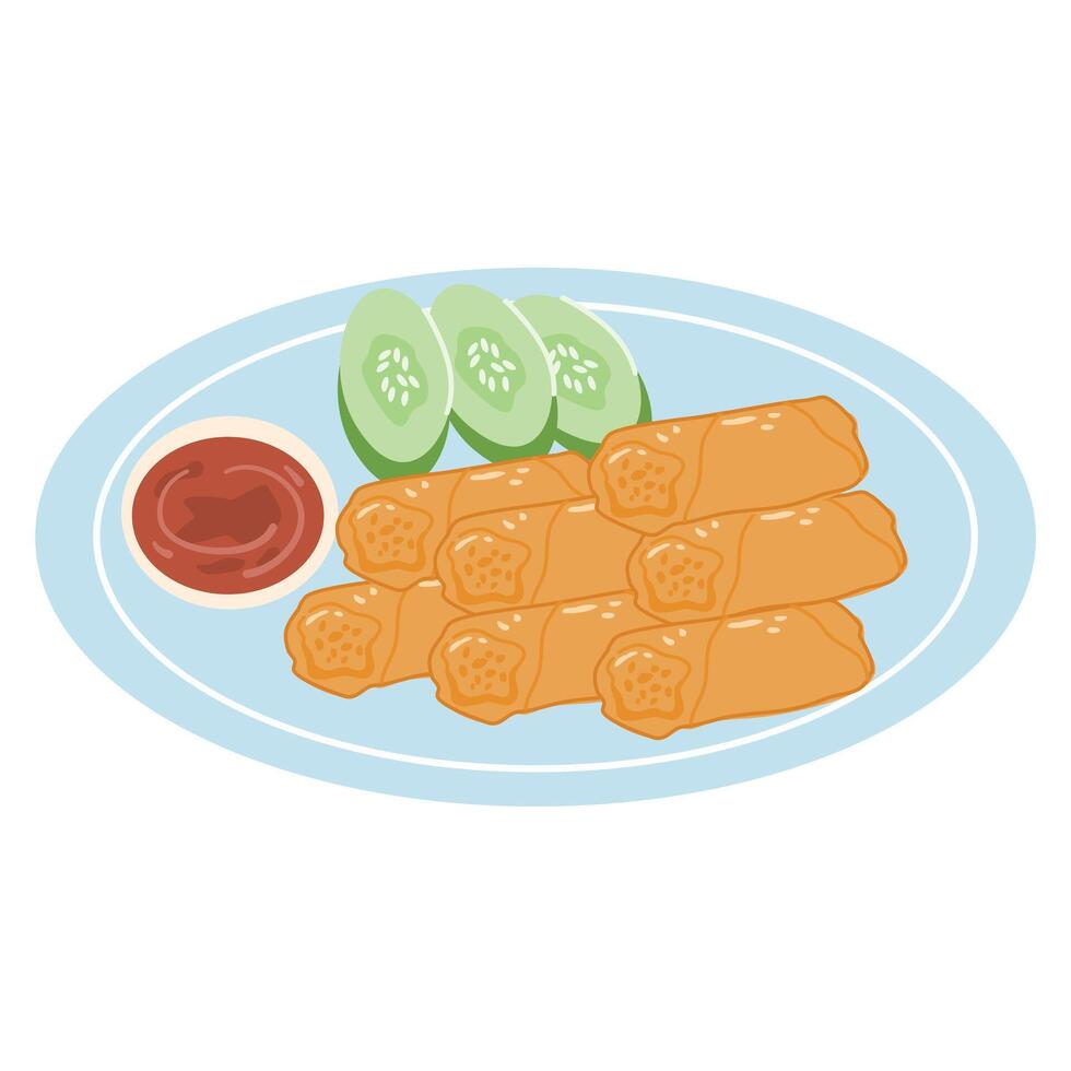 fried spring rolls Traditional Filipino Lumpia vector