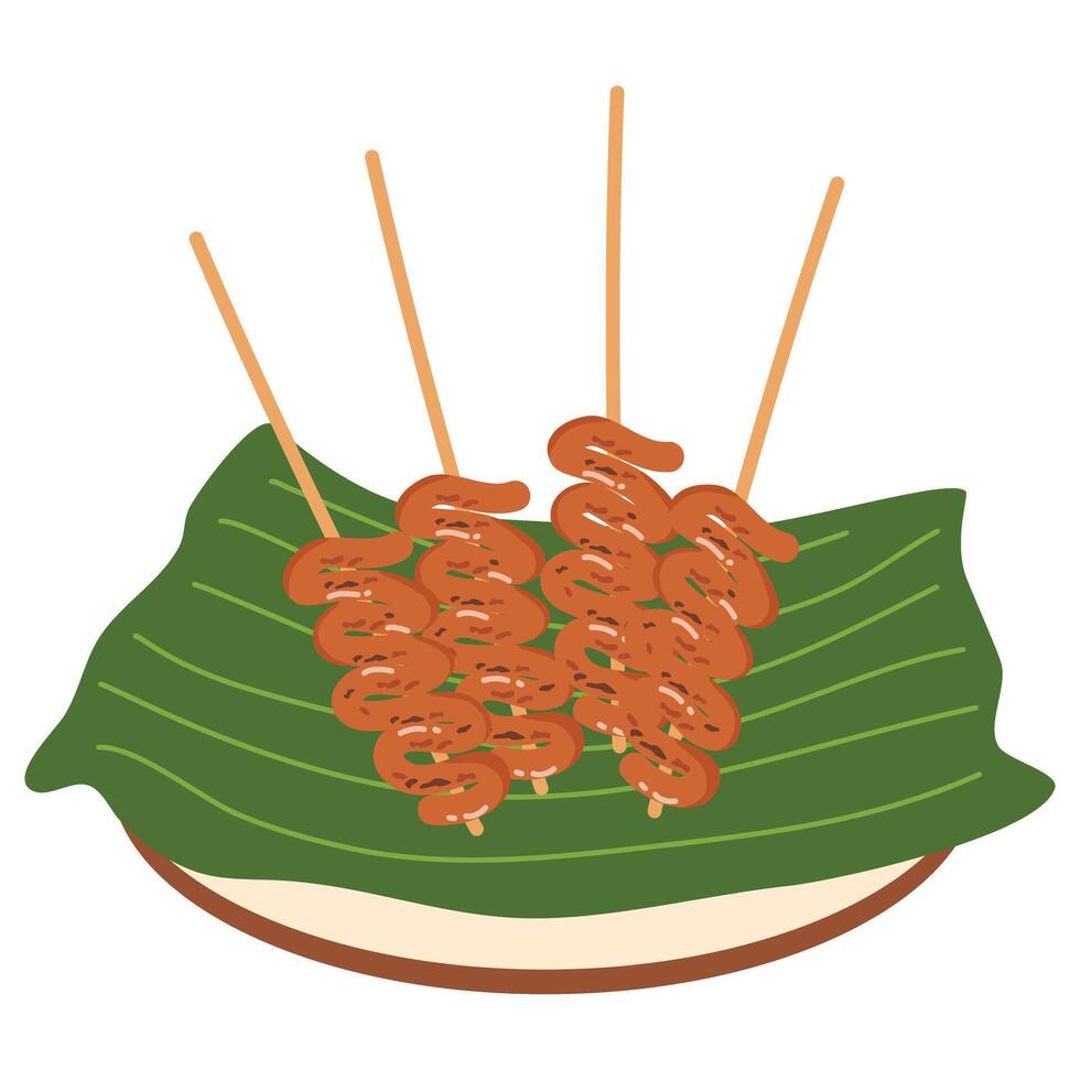 Freshly cooked Filipino food called Isaw vector