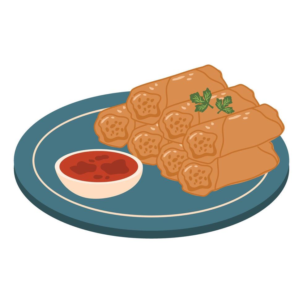 Traditional Egg Roll or Lumpiang Shanghai vector