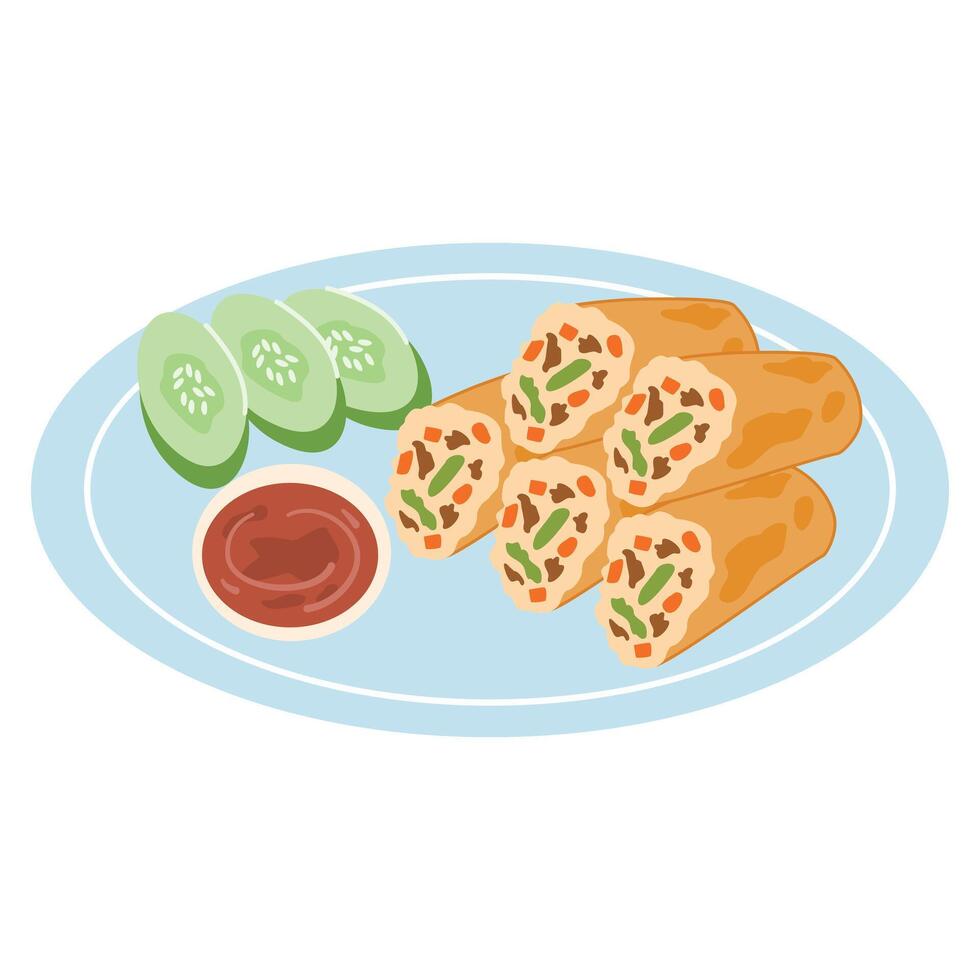 Lumpiang Shanghai fried spring rolls lumpia vector