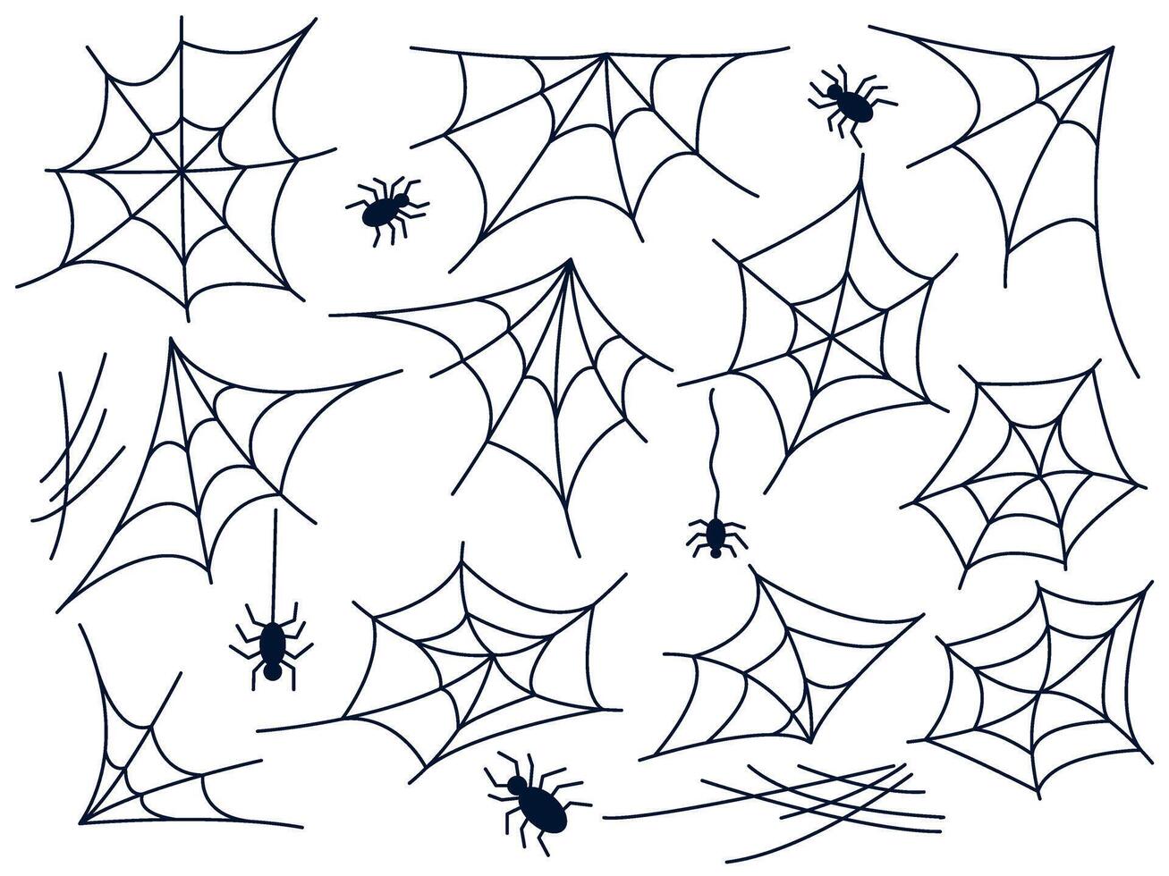 Spider web hand drawn set. vector